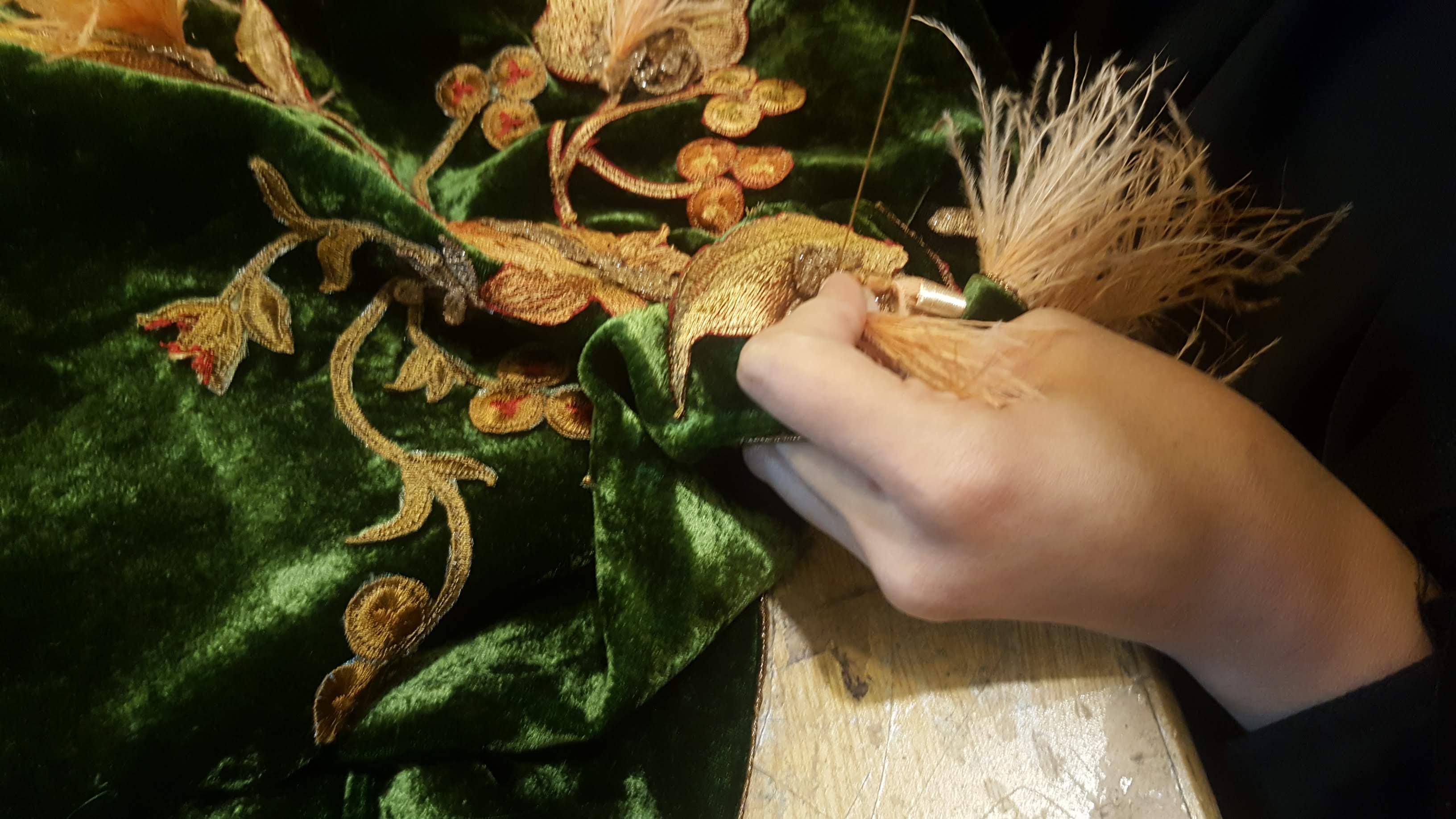 Gold Floral Embroidery on Velvet
