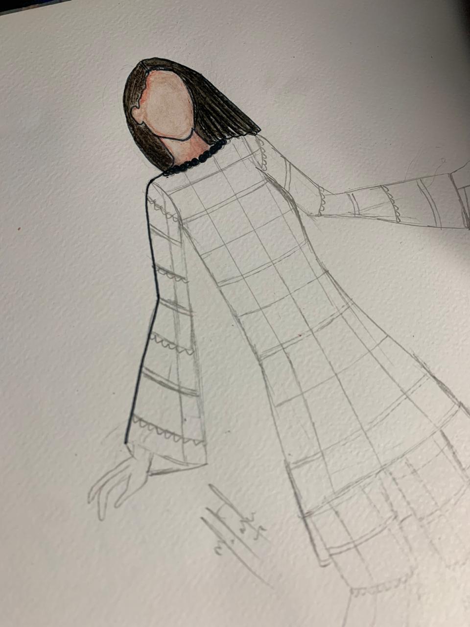 Plaid Outfit Preliminary Sketch